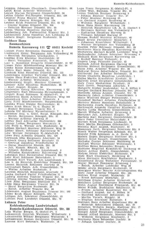 Alte Adressbücher von Rumeln-Kaldenhausen