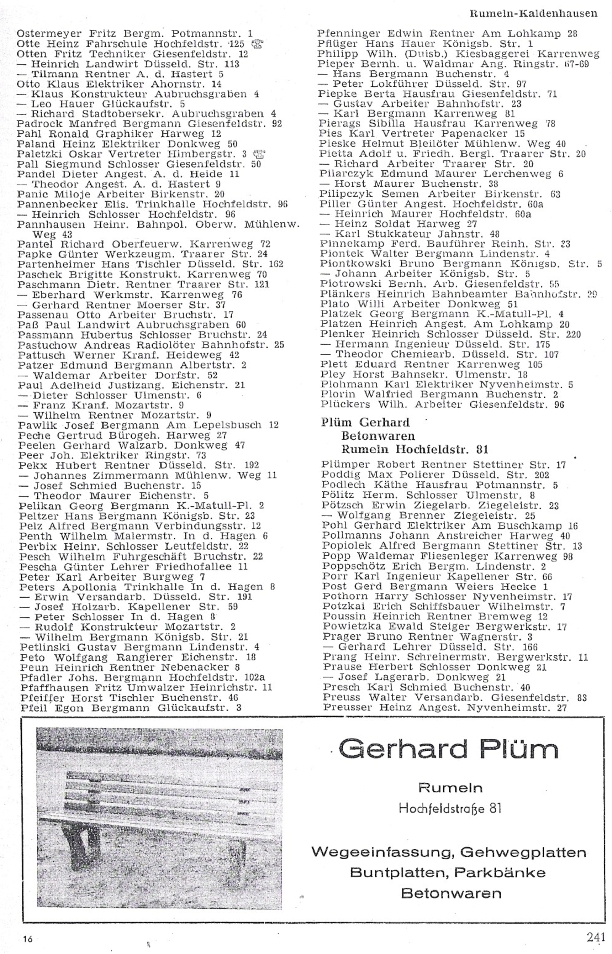 Alte Adressbücher von Rumeln-Kaldenhausen