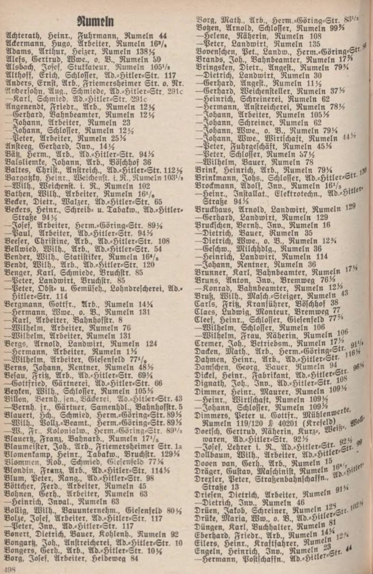 Alte Adressbücher von Rumeln-Kaldenhausen